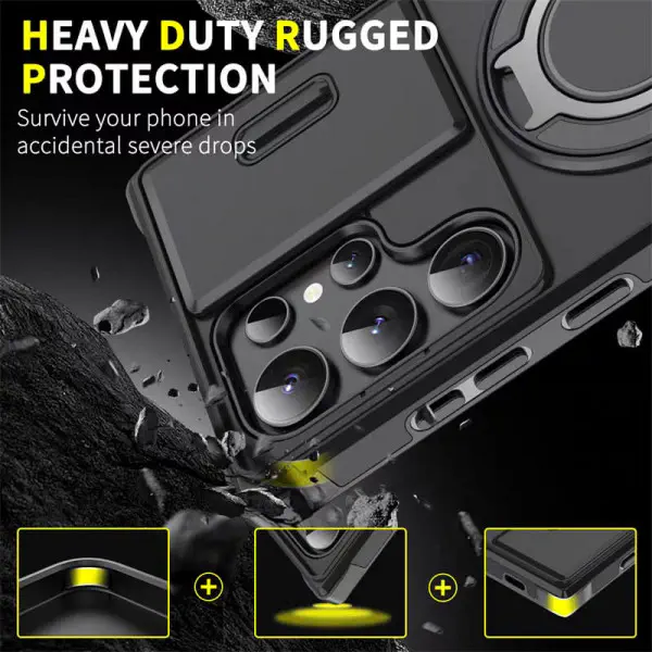 Premium Camera Slide + Ring Kickstand Case – For Samsung Galaxy Ultra