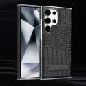 Crocodile leather magnetic charging suitable Kickstad Case For Samsung Galaxy S25 Ultra S24 Ultra S23 Ultra