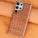 Crocodile leather magnetic charging suitable Kickstad Case For Samsung Galaxy S25 Ultra S24 Ultra S23 Ultra