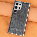 Crocodile leather magnetic charging suitable Kickstad Case For Samsung Galaxy S25 Ultra S24 Ultra S23 Ultra