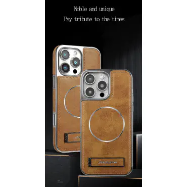 Jinduka Premium PU Leather Magsafe Supported Kickstand Hard Case For iPhone