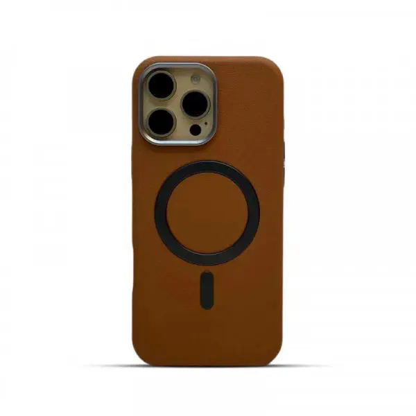 Metal Camera Frame Strong Magnetic PU Leather Case For iPhone
