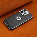 High-End Electroplating bracket Leather Case For iPhone 12 To 16 Pro Max