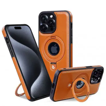Suitable Magsafe Supported Ring Stand Business leather Case For Iphone 12 To 16 Pro Max