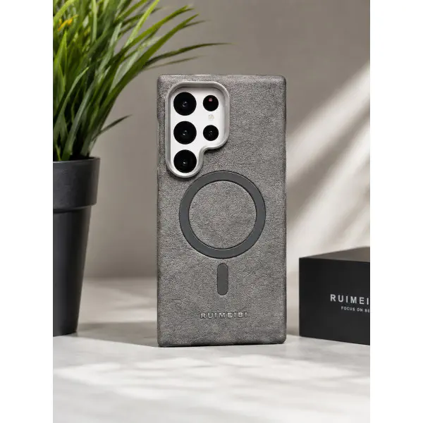 Suitable Plain Leather Electroplating Magnetic Wireless Charging Case For Samsung Galaxy Ultra Series