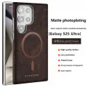 Suitable Plain Leather Electroplating Magnetic Wireless Charging Case For Samsung Galaxy Ultra Series