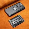 Wallet Card Slot Magnetic Leather Case For iPhone Holder Hollow Logo Back Cover