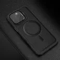 Skin Feel Shockproof PU Leather Magsafe With Camera Window Glass Case for iPhone