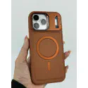 Skin Feel Shockproof PU Leather Magsafe With Camera Window Glass Case for iPhone