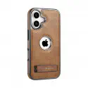 High-End Electroplating bracket Leather Case For iPhone 12 To 16 Pro Max