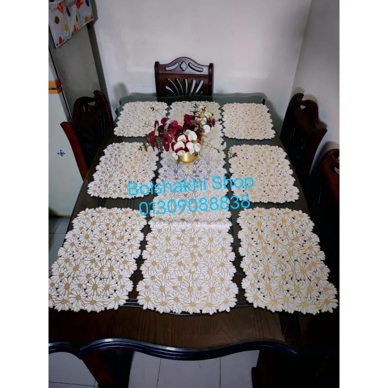 6 Pcs Table Mat + 1 Runner Set(squre shape