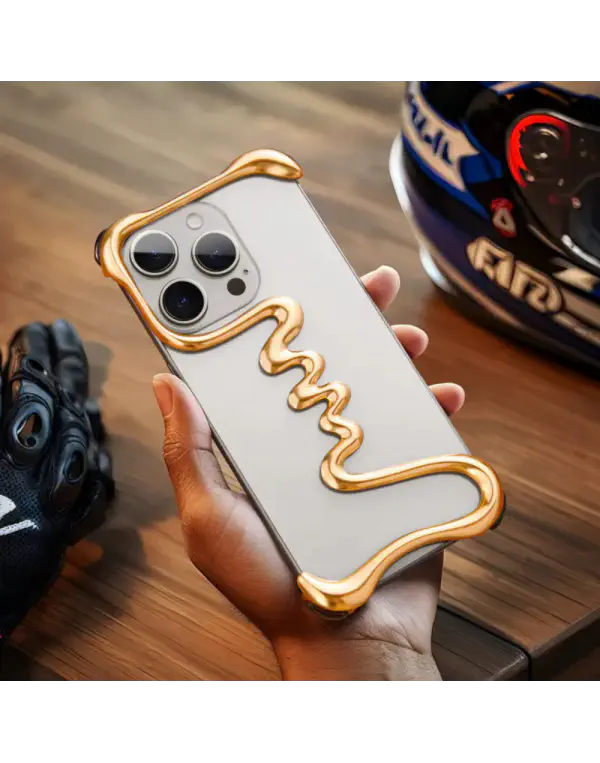 Oatsbasf Metal Phone Case for iPhone 14 15 16 Pro & Pro Max Bazel-Less Phone Protective Cover Air Cusion Anti-Drop Bumper Slim Case