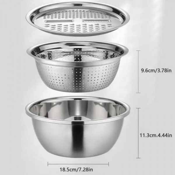 Stainless Steel Basin With Vegetable Cutter and Drain Basket