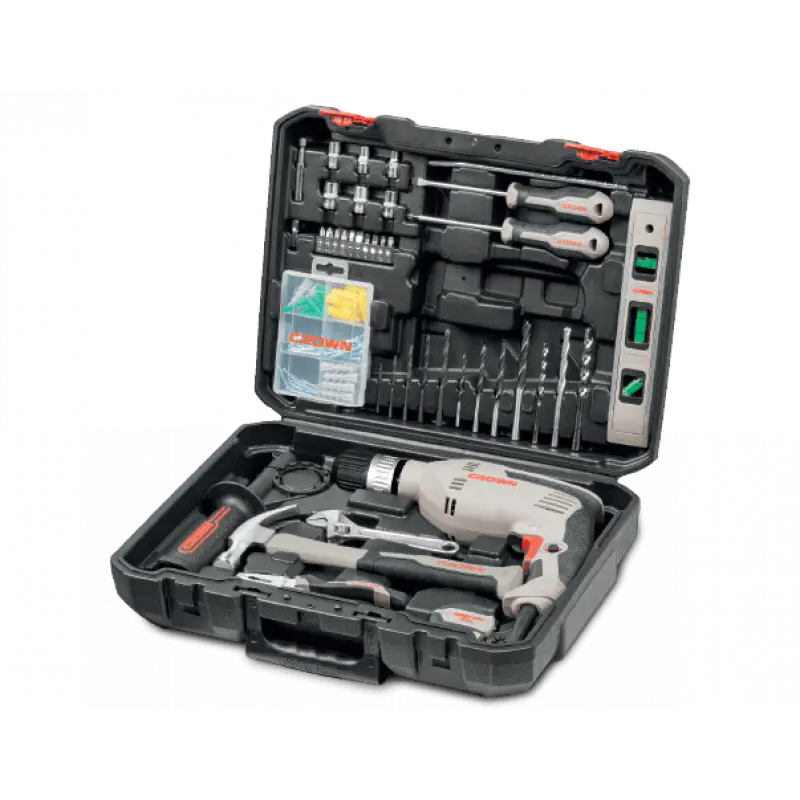 CROWN 98Pcs Household Tools set Box with 600 W Drill machine Model: CK10-XA98