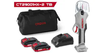 Crown 20v Cordless Pruning Shears, shears force: 2600N, cut off branches: 30mm  (With Battery And Changer) - CT29001HX - 2 TB
