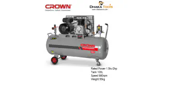 CROWN 100L Air Compressor 2HP/1.5kW, Tank Capacity: 100L; Model: CT36031