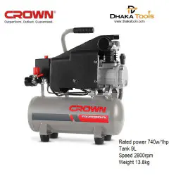 CROWN 9L Air Compressor, 1HP, Tank Capacity: 9L, Model CT36046