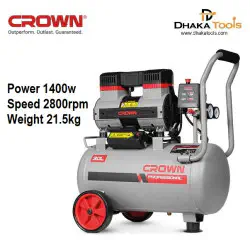 Crown 24L Silent Air Compressor, Oil free & Soundless, 1400w, Tank Capacity: 24L, Model CT36090