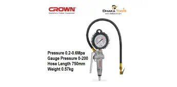 CROWN Tyre Inflator with Air Pressure Gauge CT38151