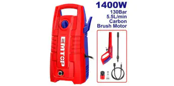 EMTOP EHPW1401 High Pressure Washer | 1400W Power | 130 Bar (1900 PSI) | 5.5 L/Min | Auto Stop System | Model: EHPW1401