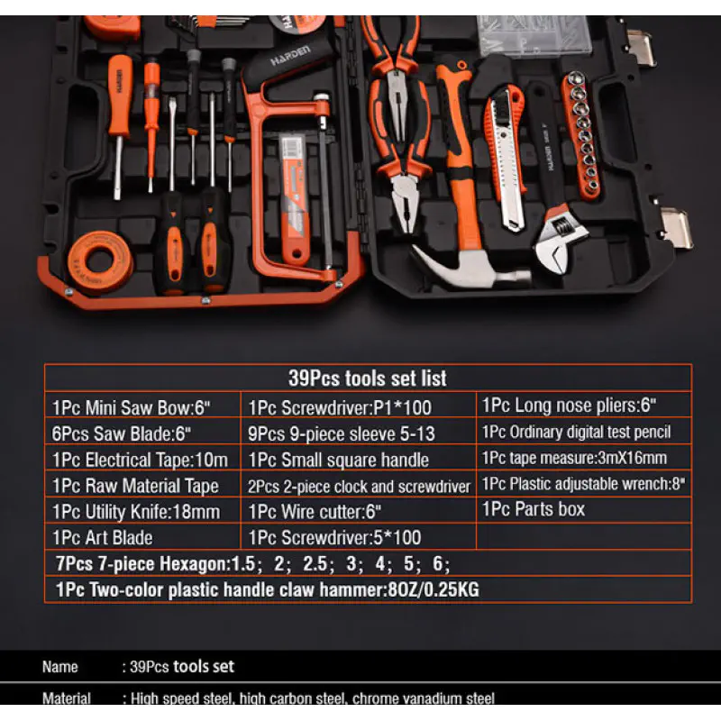 Harden 39pcs Tools Kit Tools Set Model: 511039