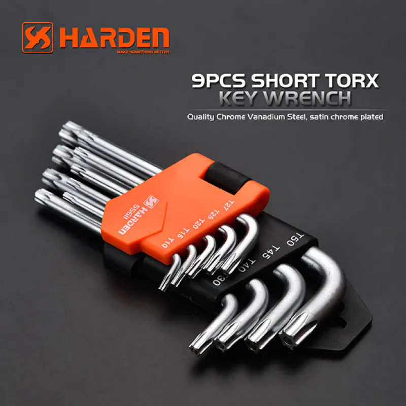 Harden 9Pcs Short Torx Key Wrench set ( T10, T15, T20, T25, T27, T30, T40, T45, T50mm ) Model: 540601
