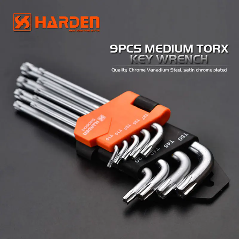 Harden 9Pcs Medium Torx Key Wrench Hex key ( T10, T15, T20, T25, T27, T30, T40, T45, T50mm ) Model: 540604