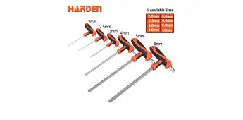 Harden T-Allenkey, T Handle Chrome Vanadium Steel spanner, Allen Hex Key,  8 Standard Sizes ( 2mm | 2.5mm | 3mm| 4mm | 5mm | 6mm | 8mm | 10mm ) Model: 540711 - 540718
