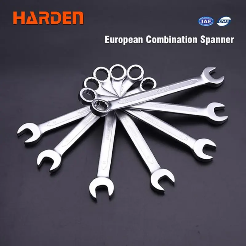 Harden European Combination Spanner Cr-V, 26 Standard Sizes available ( 6mm to 50mm ) Model: 541106 - 541150