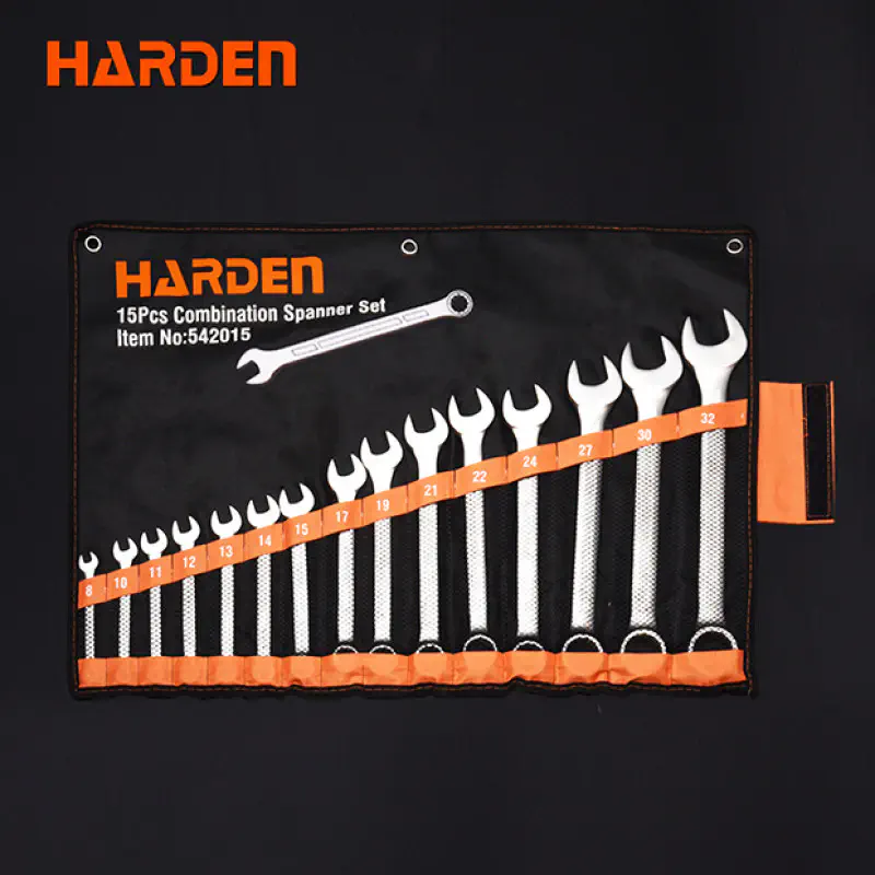 Harden 15Pcs Combination Spanner Set ( 8, 10, 11, 12, 13, 14, 15, 17, 19, 21, 22, 24, 27, 30, 32mm ) CrV Model: 542015