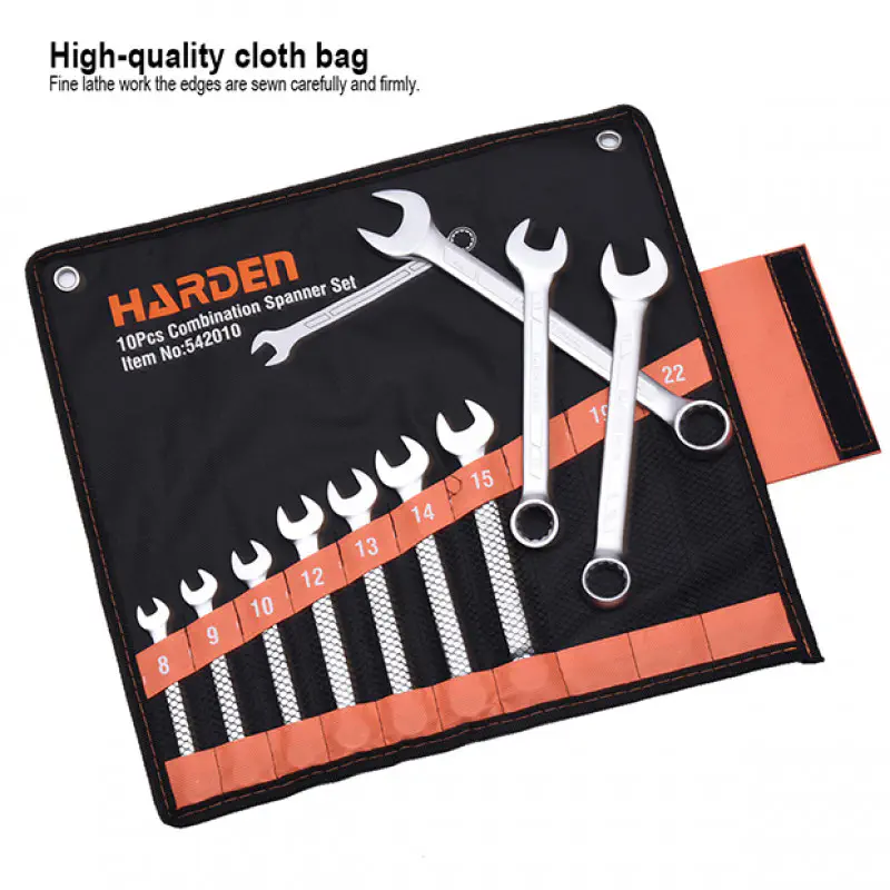 Harden 15Pcs Combination Spanner Set ( 8, 10, 11, 12, 13, 14, 15, 17, 19, 21, 22, 24, 27, 30, 32mm ) CrV Model: 542015