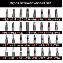 Harden 33pcs Screwdriver Bits Set ( Flat, Philip, Pozi, Hex, Torex & Square bits ) Model: 550833