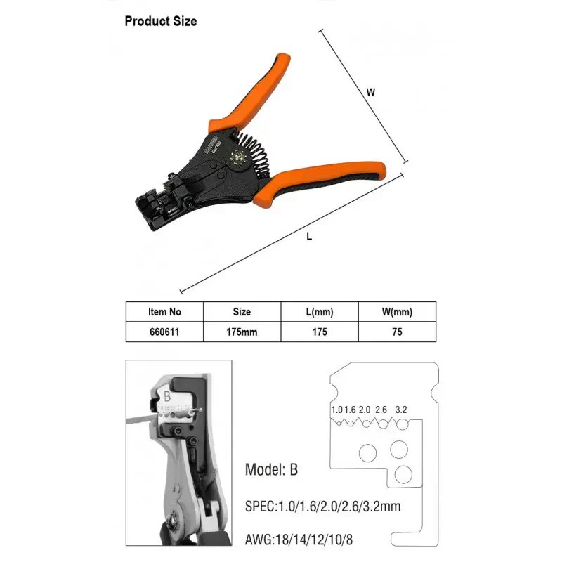 Harden 7" Professional Automatic Wire Cutter and Stripper Model:  660611