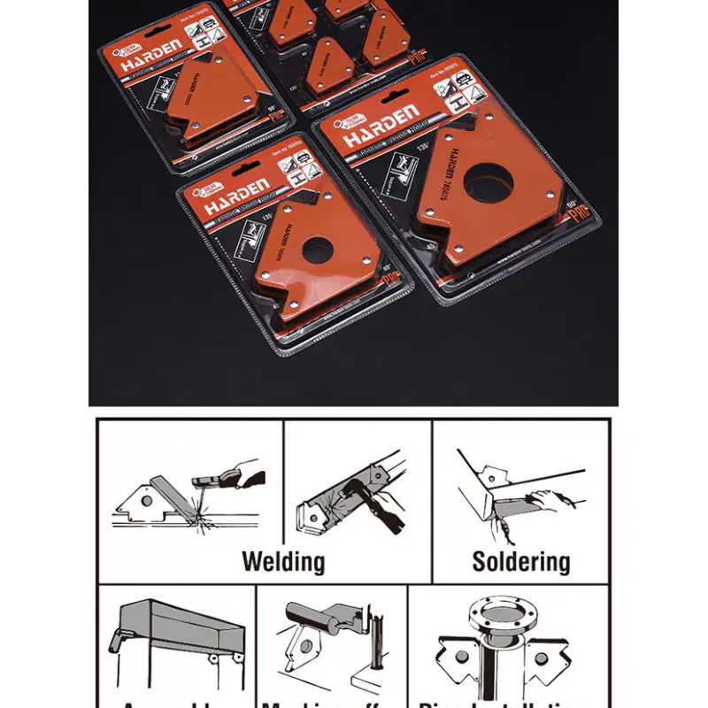 Harden 4Pcs Welding Magnetic Angle Set Corner Clamp, Multi-Angle, for Welding and Holding Purpose, 4.5kg Holding Force Capacity Model: 765010