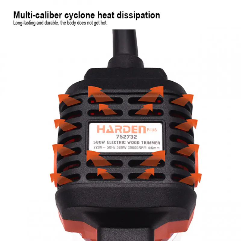 HARDEN 580w Hand Electric Wood Trimmer Router Hand Brushless Electric Wood Trimmer Portable Woodworking Collet Chuck Diameter Model: 752732