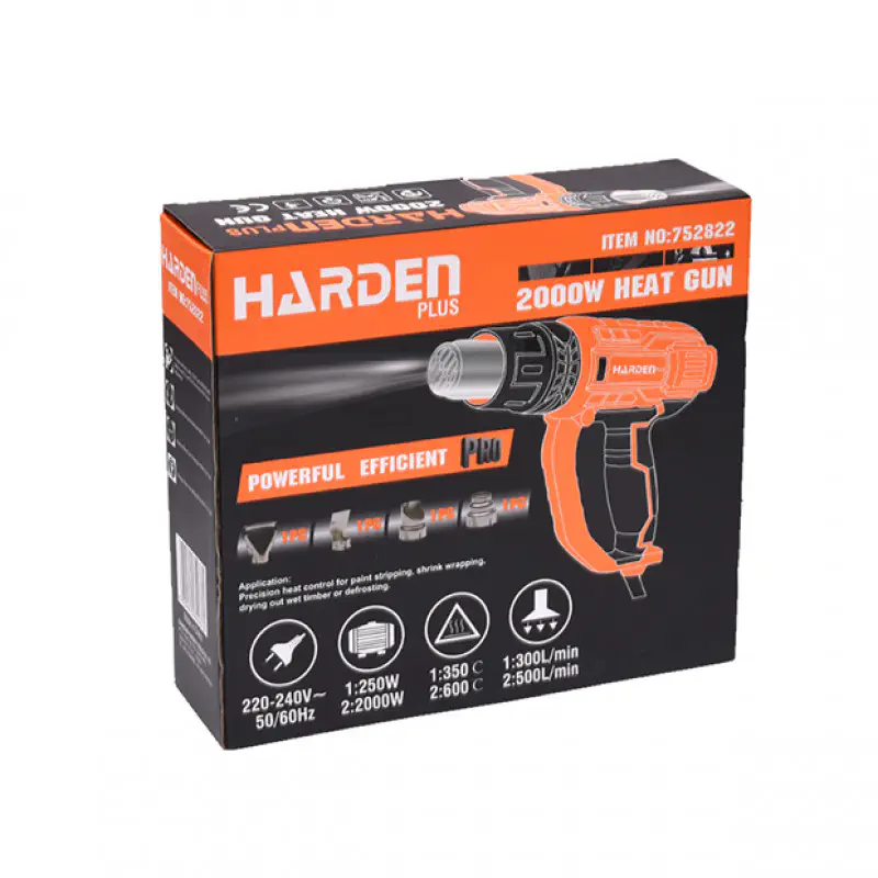 HARDEN Heat Gun Hot Air Gun 2000W, 350/600℃ Model: 752822