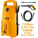 INGCO HPWR14008 High Pressure Washer – 1400W Induction Motor, 130 Bar (1900PSI), 5.5 L/min Flow Rate, Car & Bike Washer with 5m Pressure Hose