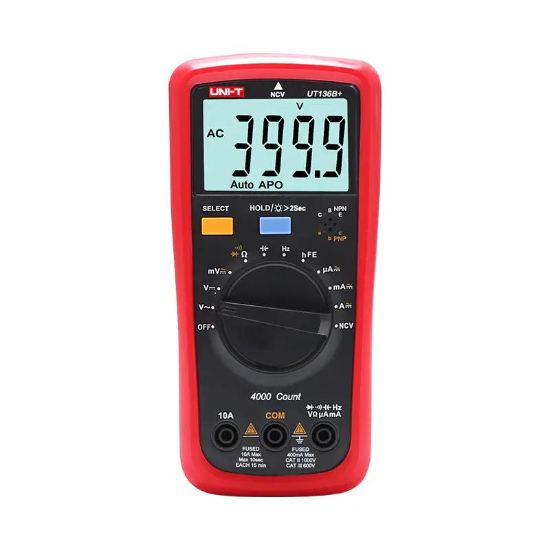 UNI-T UT136B+ Digital Multimeter AC/DC 1000V, 10A, 40MΩ, 40mF, 400Hz~40mHz