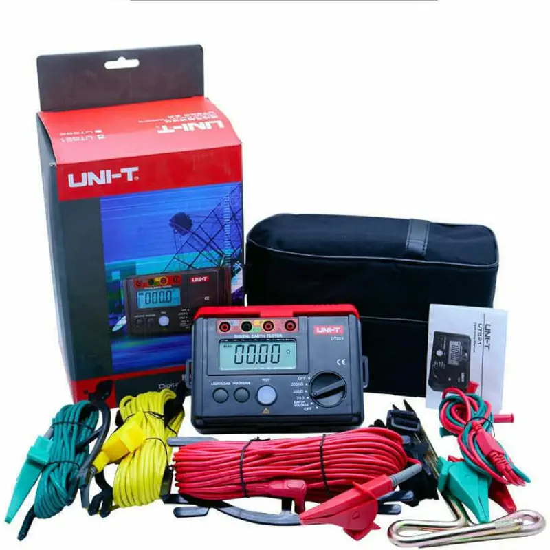 UNI-T UT522 Digital Earth Tester – 4000 Counts, 0–4000Ω Earth Resistance, 2-Wire & 3-Wire Testing, Professional Ground Tester