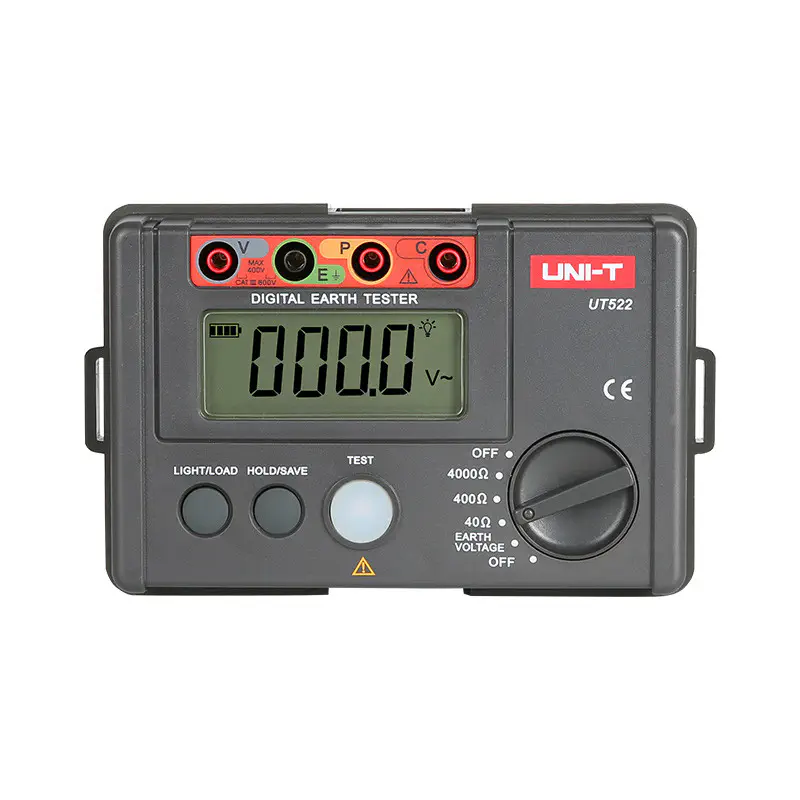 UNI-T UT522 Digital Earth Tester – 4000 Counts, 0–4000Ω Earth Resistance, 2-Wire & 3-Wire Testing, Professional Ground Tester