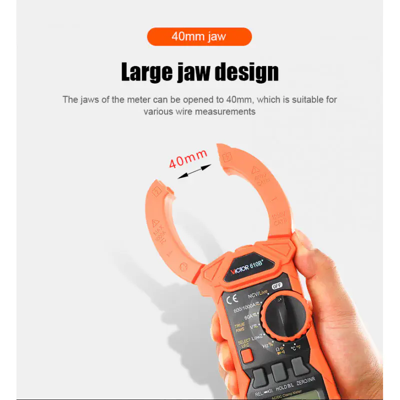 VICTOR 610B+ 1000A AC/DC Digital Clamp Meter AC 750V,  DC 1000V, 5999 counts VFC True RMS NCV Live Flashlight clam
