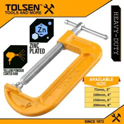 TOLSEN G Clamp ( 3" | 4" | 6" | 8" ) Powder Coated Bar, Heavy Duty Model:  10112 | 10113 | 10114 | 10115
