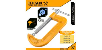 TOLSEN G Clamp ( 3" | 4" | 6" | 8" ) Powder Coated Bar, Heavy Duty Model:  10112 | 10113 | 10114 | 10115