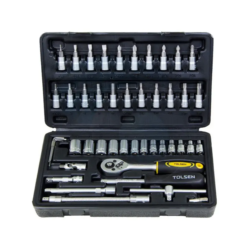 TOLSEN 46Pcs Socket Ratchet Wrench Set (1/4" Drive) Industrial Series Model: 15138