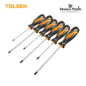 TOLSEN 6Pcs Screwdriver Set Anti-Slip Grip Magnetized Flat Phillips Pozidrive 20014