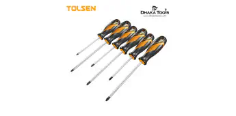 TOLSEN 6Pcs Screwdriver Set Anti-Slip Grip Magnetized Flat Phillips Pozidrive 20014