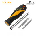 TOLSEN 20043 6 In 1 Screwdriver Set, Interchangeable Handle with 2 Reversible Bits, PH1/SL5 & PH2/SL6, CrV Steel; Model: 20043