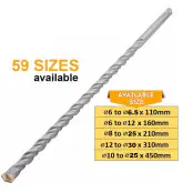 Tolsen SDS-Plus Hammer Drill Bits Metric ( Ø6 to 30mm | Length 110 to 450mm ) for concreate Industrial Grade 75318
