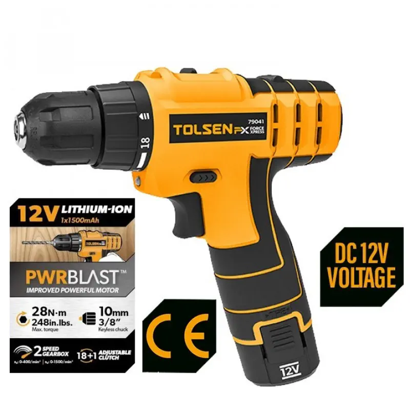 TOLSEN 12V Li-ion Cordless Drill with 1pc Battery Model 79041
