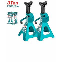 TOTAL Jack Stand 3 Ton Capacity (Pair), 270-410mm Adjustable Height, Ratchet Lock, Large Saddle & Wide Base THJS0301